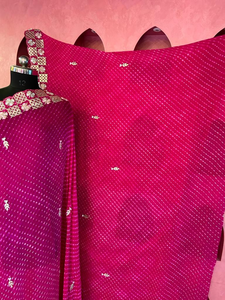 Georgette Mothara Work Saree