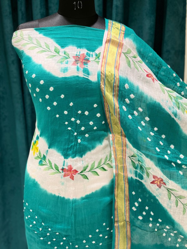 Cotton Bandhani Unstiched Dress Material