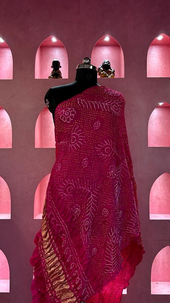 Gaji Bandhani Dupatta with Zari Fancy