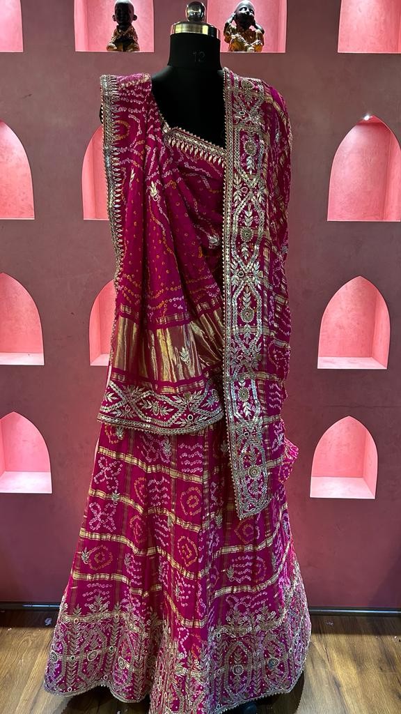 Gaji Ghatchola Lehanga Chunni Set (3Piece)