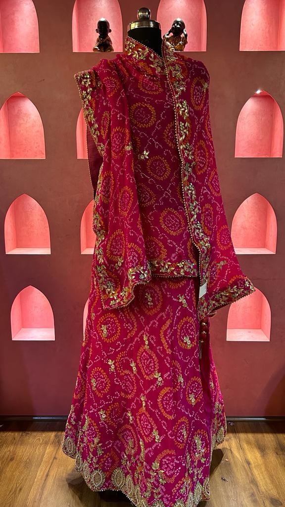 Gaji Ghatchola Lehenga-Chunni set with Gota-patti work