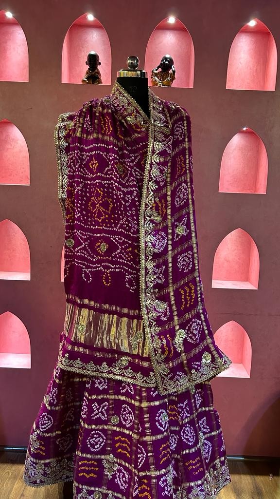 Gaji Ghatchola Lehenga-Chunni set with Gota-patti work