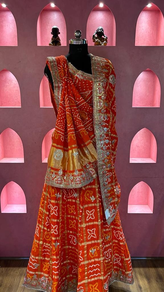 Gaji Ghatchola Lehanga Chunni Set (3Piece)